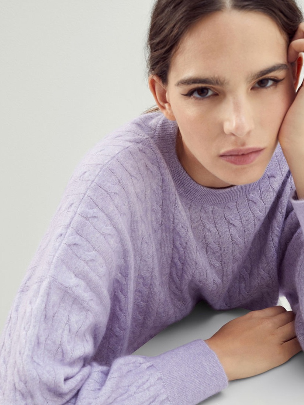Brunello Cucinelli Lilac Cable-Knit Crewneck Sweater - Picture 2 of 14